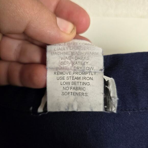 BonWorth Vintage Navy-Blue Button-Down Blouse Floral Embroidery Size Petite Med - Picture 8 of 10